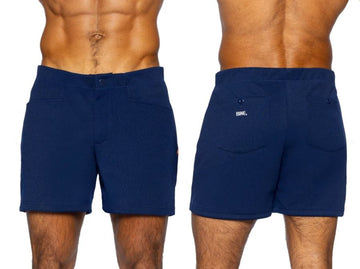 BIKE Athletic BAM207 Pantalón Corto de Entrenador 5 pulgadas Entrepierna Color Azul Marino