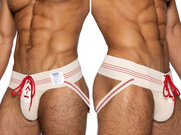 BIKE Athletic BAS343 Vintage Lace-up Jockstrap - Vintage Cream Color Vintage Cream