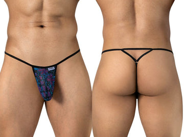 CandyMan 95004 Men's Underwear Stylish Mesh Thongs Color Printed Blue