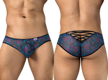 CandyMan 95005 Men's Underwear Printed Mesh Briefs Color Blue
