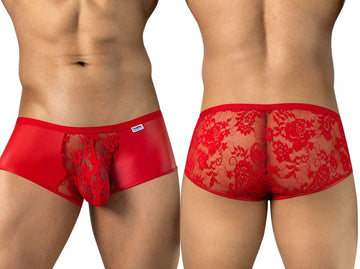 CandyMan 95008 Men's Underwear Seductive Lace Trunks Color Red