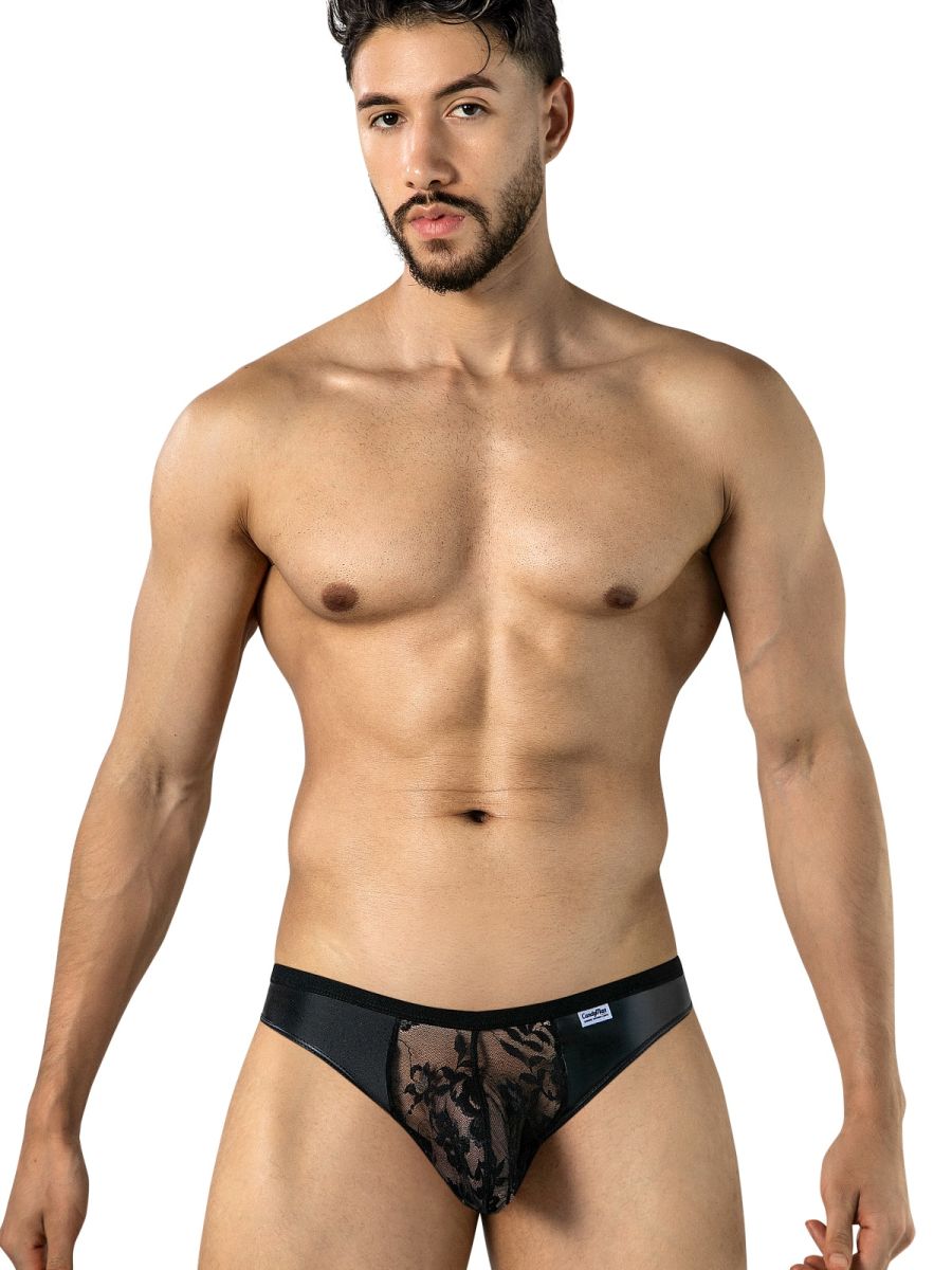CandyMan 95009 Men's Underwear Seductive Lace Thongs Color Black