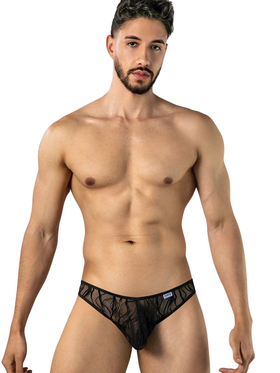 CandyMan 95011 Men's Underwear Seductive Lace Thongs Color Black