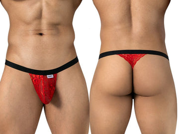 CandyMan 95013 Men's Underwear Seductive Lace Thongs Color Red-Black