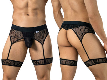 CandyMan 95014 Men's Underwear Seductive Garter Thongs Color Black