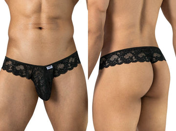 CandyMan 95019 Men's Underwear Elegant Lace Thongs Color Black