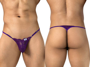 CandyMan 95020 Men's Underwear Sensual Lace Thongs Color Purple