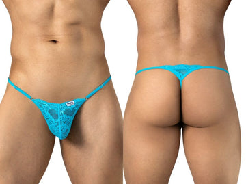 CandyMan 95020 Men's Underwear Sensual Lace Thongs Color Turquoise