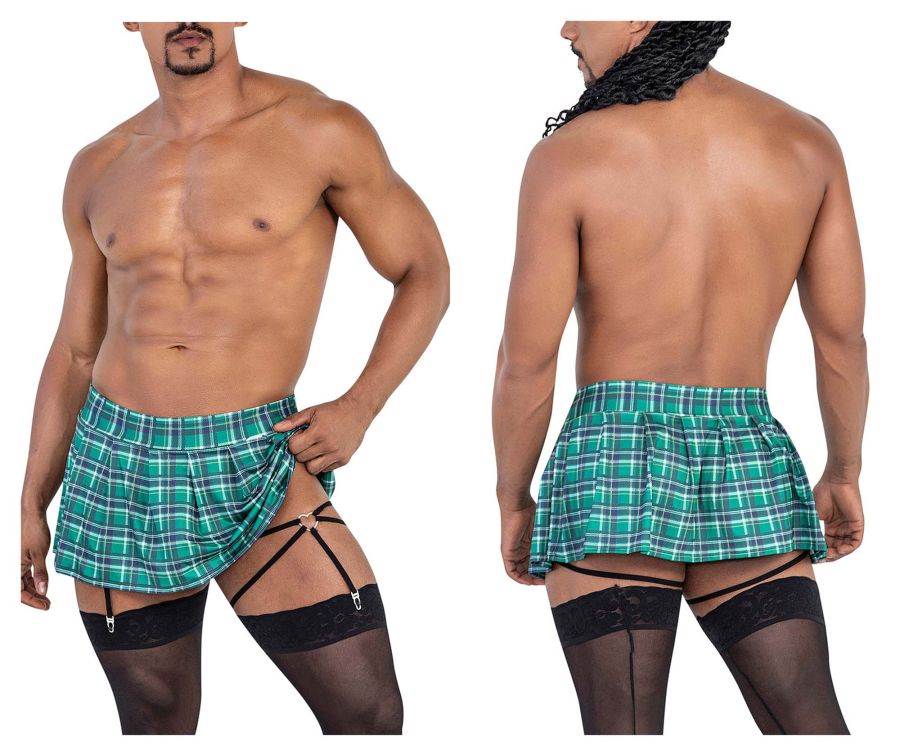 CandyMan 99854 Lace-Garter Outfit Color Black-Terracotta