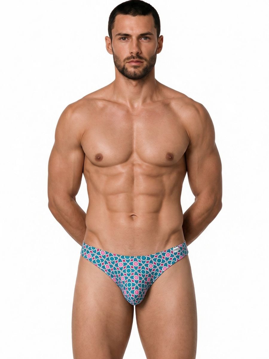 CandyMan 99923 Men's Underwear Printed Bikini Briefs Color Printed Blue