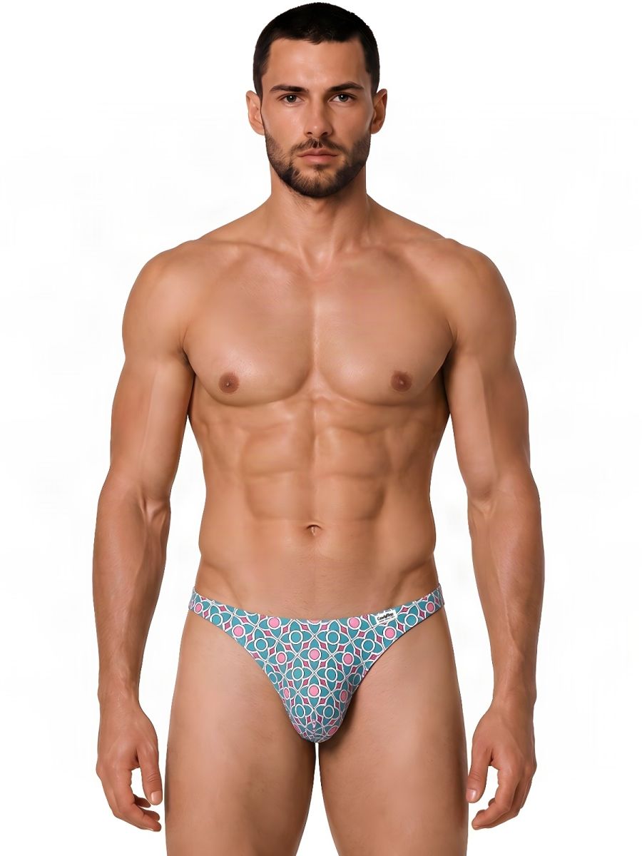 CandyMan 99924 Men's Underwear Printed Thong Color Printed Blue