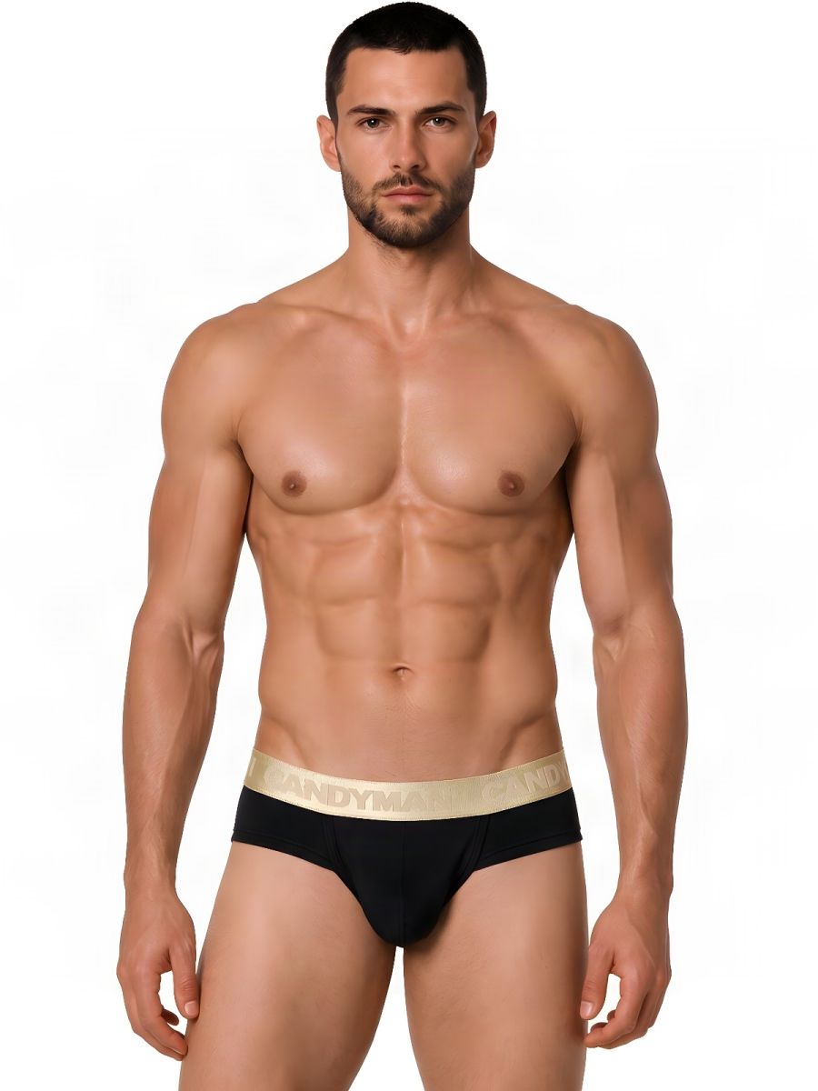 CandyMan 99932 Men's Underwear Sleek Contour Briefs Color Black-Gold