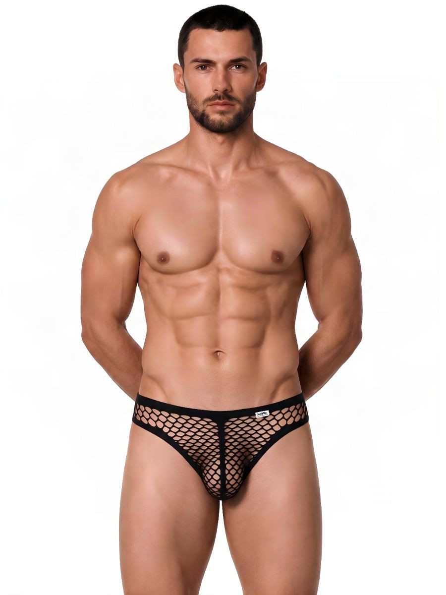 CandyMan 99963 Men's Underwear Fishnet Breathable Thong Color Black