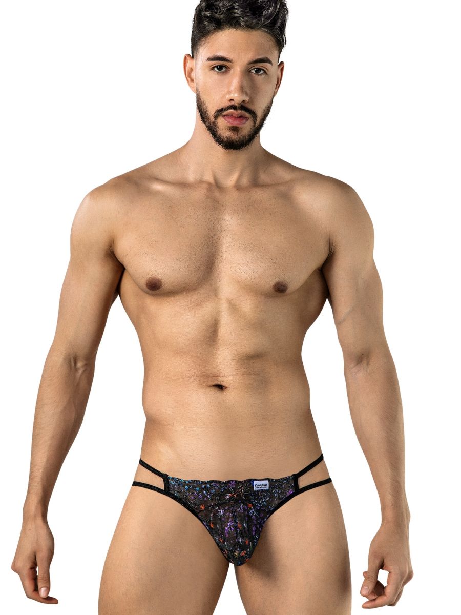 CandyMan 99977 Men's Underwear Seductive Printed Mesh Jockstrap Color Black