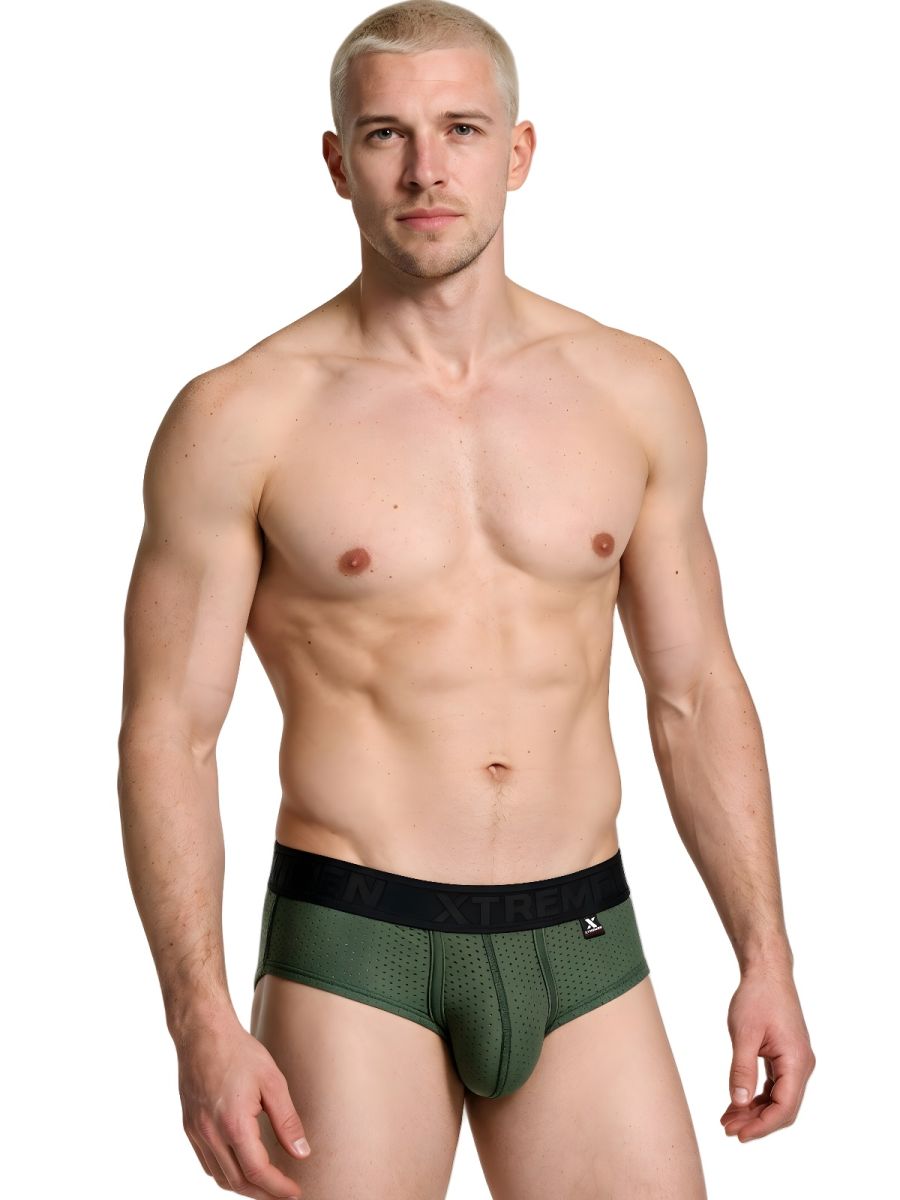 Xtremen 91250 Microfiber Mesh Briefs Color Military Green