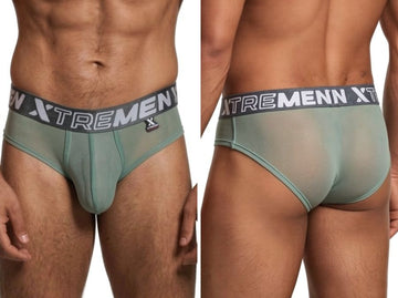 Xtremen 91262 Mens Underwear Sleek Microfiber Mesh Briefs Color Green