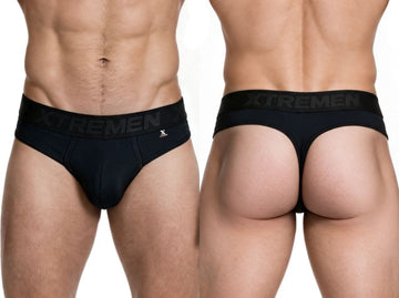 Xtremen 91281 Men's Underwear Sleek Microfiber Thongs Color Black
