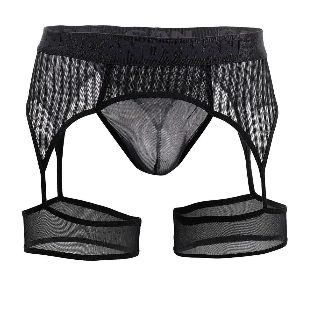 CandyMan 99403 Stripes Gaterbelt Thongs Color Black – CandyMan Fashion