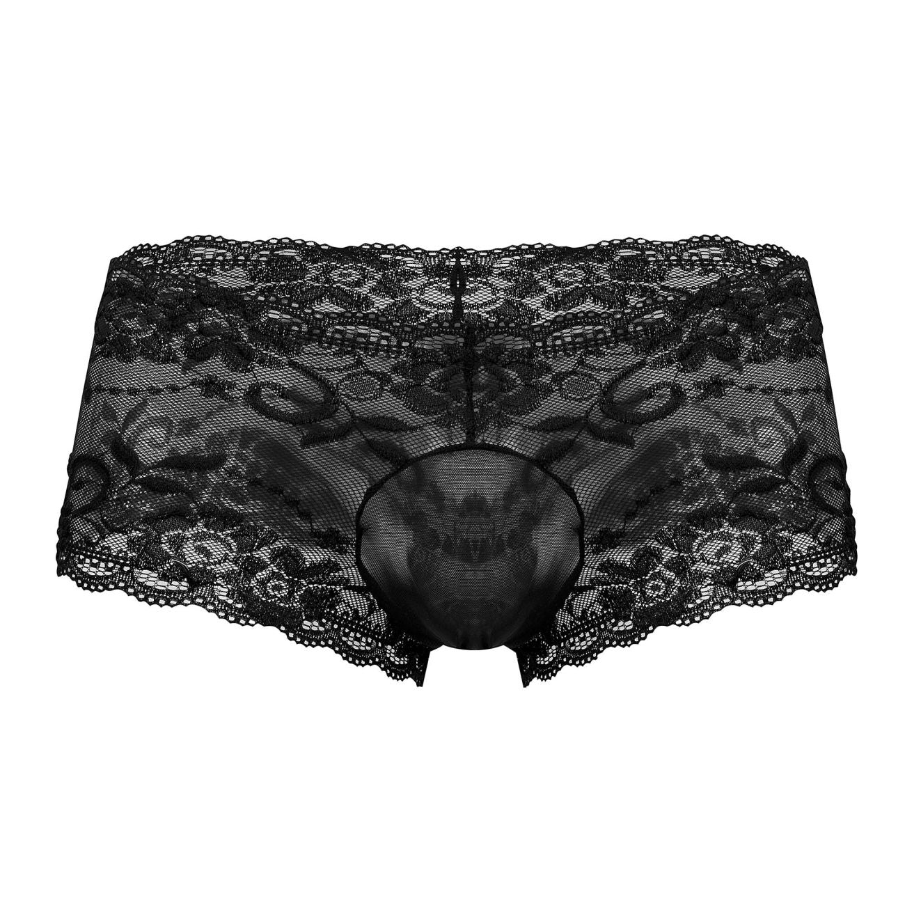 Male Power 127-280 Sassy Lace Mini Short Sheer Pouch Color Black – CandyMan  Fashion