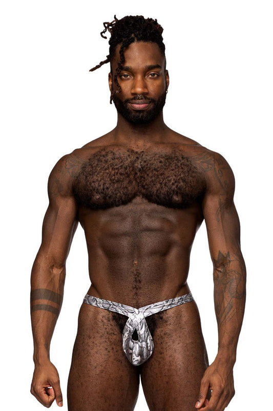 Male Power 409-282 S-naked Criss Cross Thong Color Silver-Black