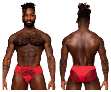 Male Power 492-280 Sassy Lace Bikini Solid Pouch Color Red